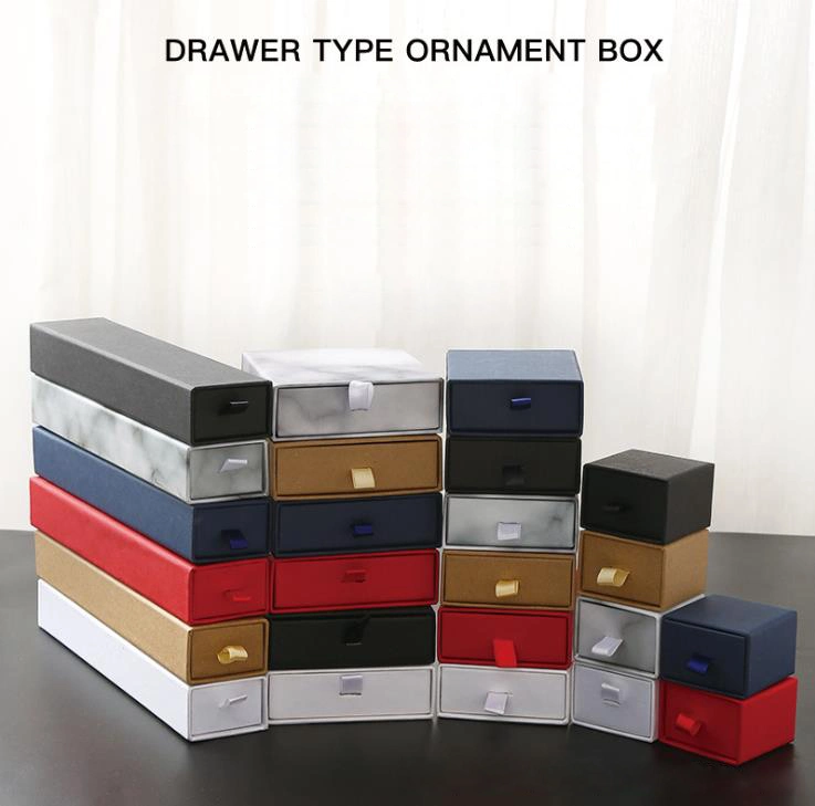 6 colores y 4 tamaños de caja de regalo de joyería de cartón, caja de collar Pulsera Pendientes anillo Joyería Caja de embalaje Caja de cajón personalizado