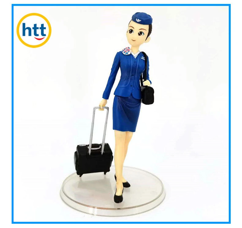 Compagnie aérienne personnalisé hôtesse figure l'hôtesse de l'air figure pour la collecte de jouets en plastique PVC