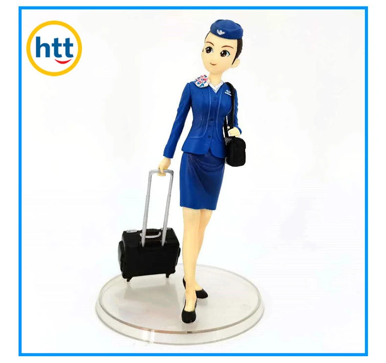 Aerolínea personalizada azafata figura Air Hostess figura para la recogida de juguetes de plástico de PVC