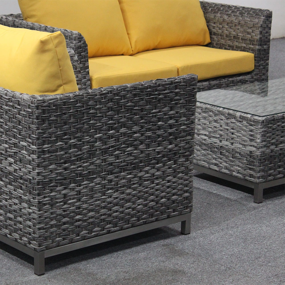 Hand-Weaved Synthetic Wicker PE Rattan Comfortable Waterproof Sofa Set Hotel Garden Furniture