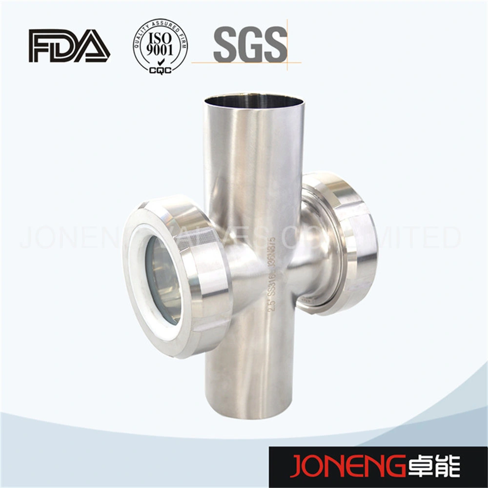 Stainless Steel Sanitary Union Type High Pressure Double Window Cross Type Flow Indicator for Pipe