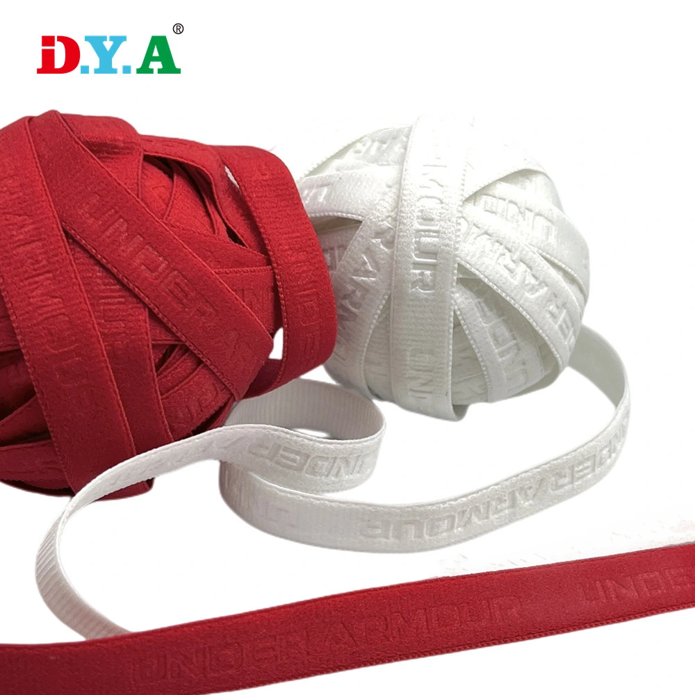 High quality/High cost performance  Custom Logo 1cm Soft Nylon Embossed Elastic Neck Tape for Garment Accessories