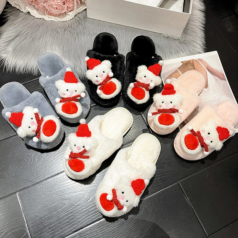 New Design Fashion Anti-Slip Winter Plush Slippers Fashion Furry Slippers for Women