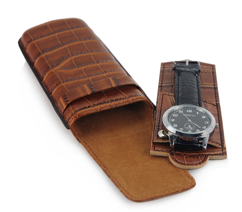 Wholesale/Supplier Croco Pattern Travel Single Smart Watch Pouch Leather Watch Case