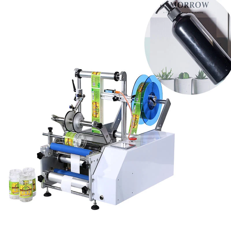 Gainjoys Wine Double Side Sticker Round Water Semi-Automatic Digital Bottle Labeling Printing Machine