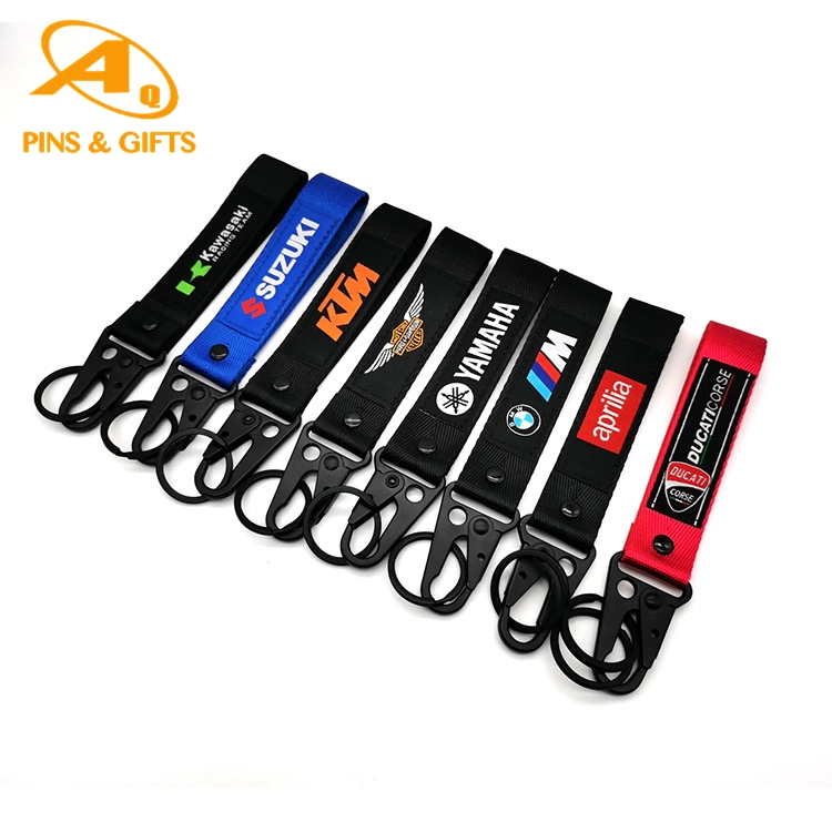 Promotion Gift Debossed Fabric Embroidery Wireless Finder Blinky Whistle Finder Wholesale/Supplier Ring LED Light Embroidered Woven Key Holder