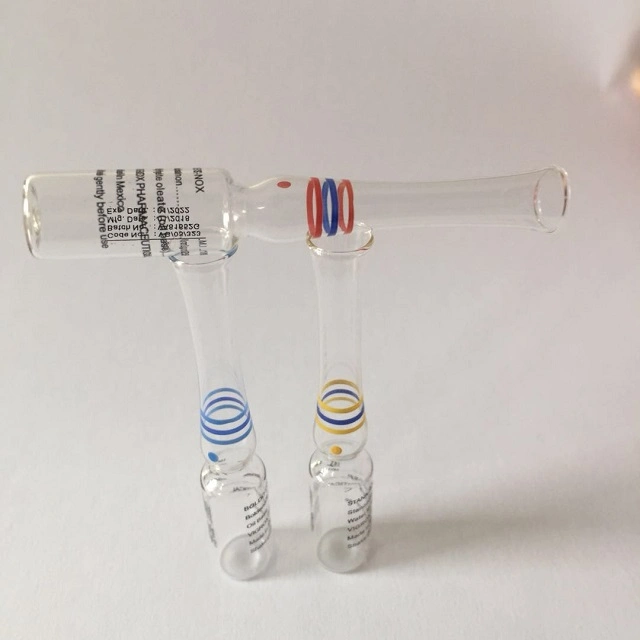 ISO Standard 1ml Clear Glass Ampoule with Blue DOT, Snap Ring,