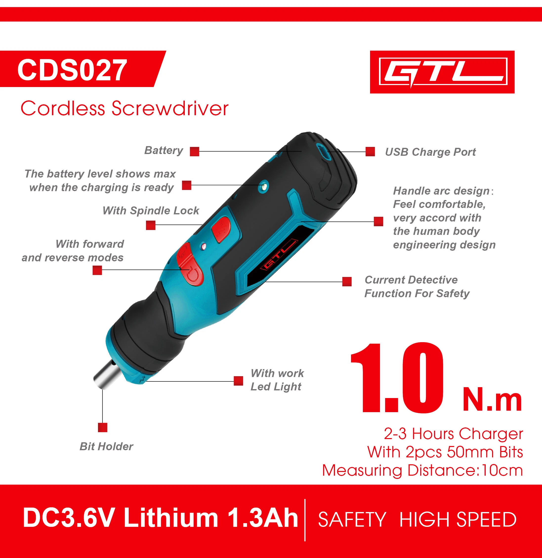 Cordless Screwdriver, Mini Electrical Screwdriver 3.6V Lithium-Ion Battery Rechargeable Cordless Power Drill Set (CDS027)