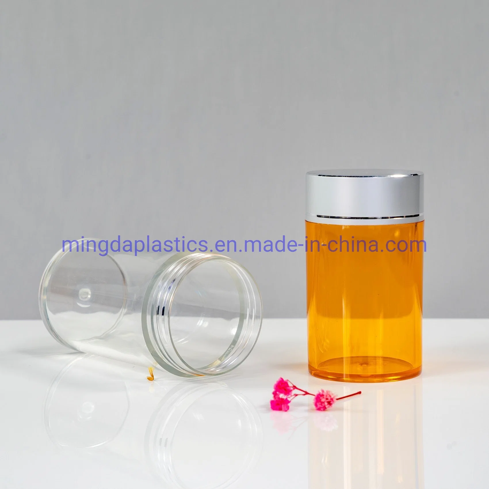 500ml Amber Straight Side Plastic Packaging Acrylic Similiar Supplement Pet Round Bottle Supplier