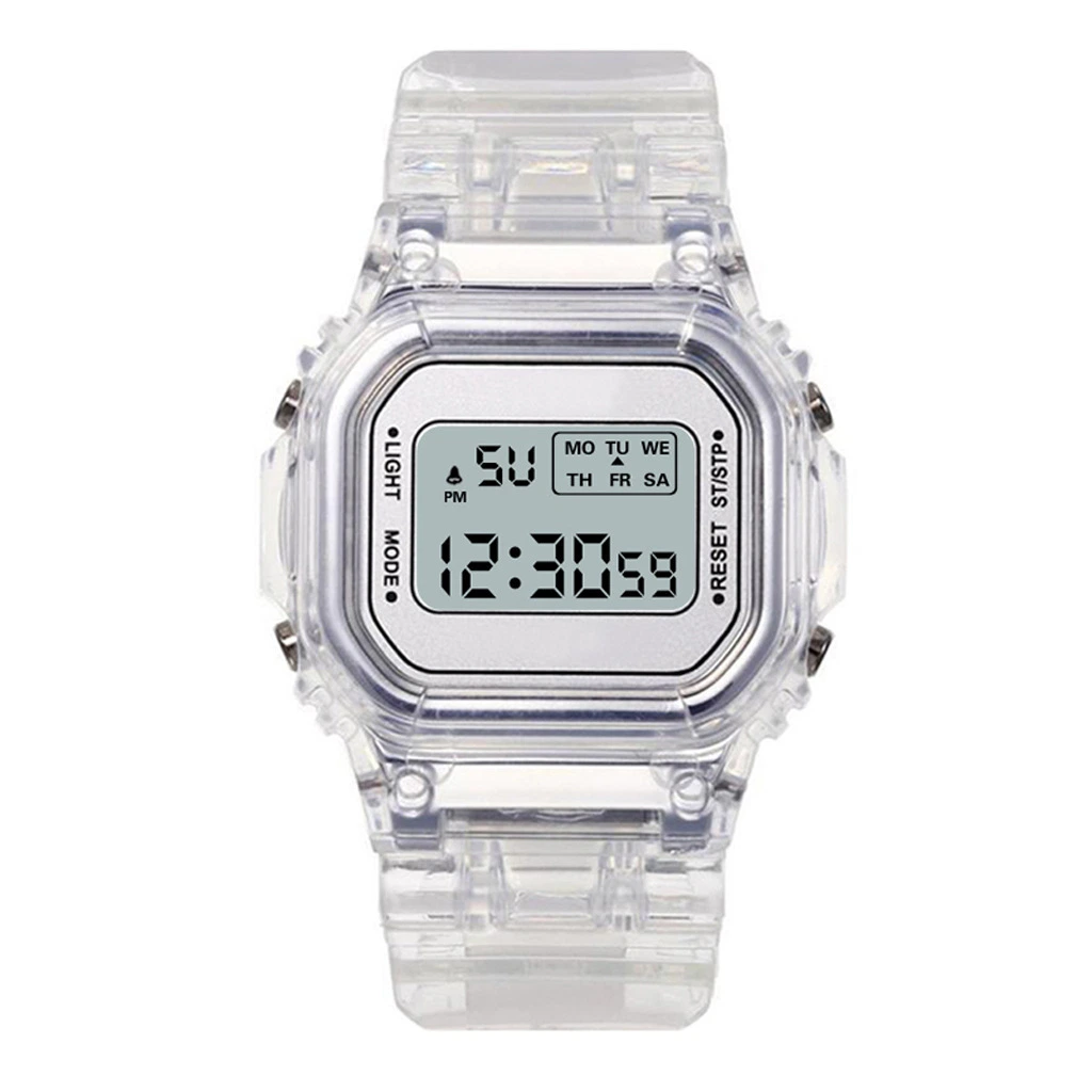 Günstige Männer Frauen Uhren Gold Casual Transparent Digital Sport Watch Liebhaber Geschenk Uhr Kinder Kinder Armbanduhr Frau bunt