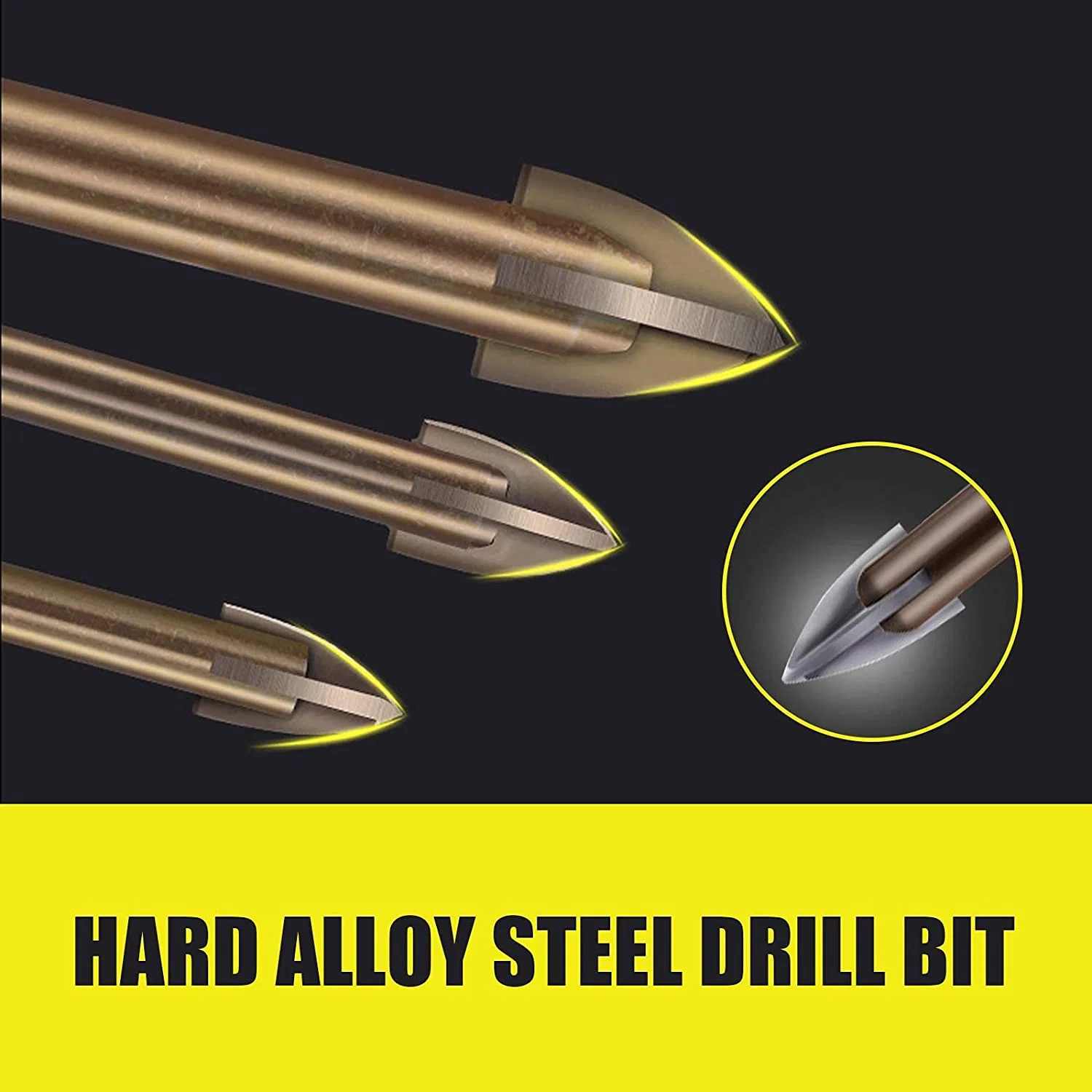 10PCS Efficient Universal Drilling Tool Multi-Function Cross Alloy Drill Bit Tip Tools Concrete Carbide Drill Tap Bit Set Suitable for Glass Ceramic Tile