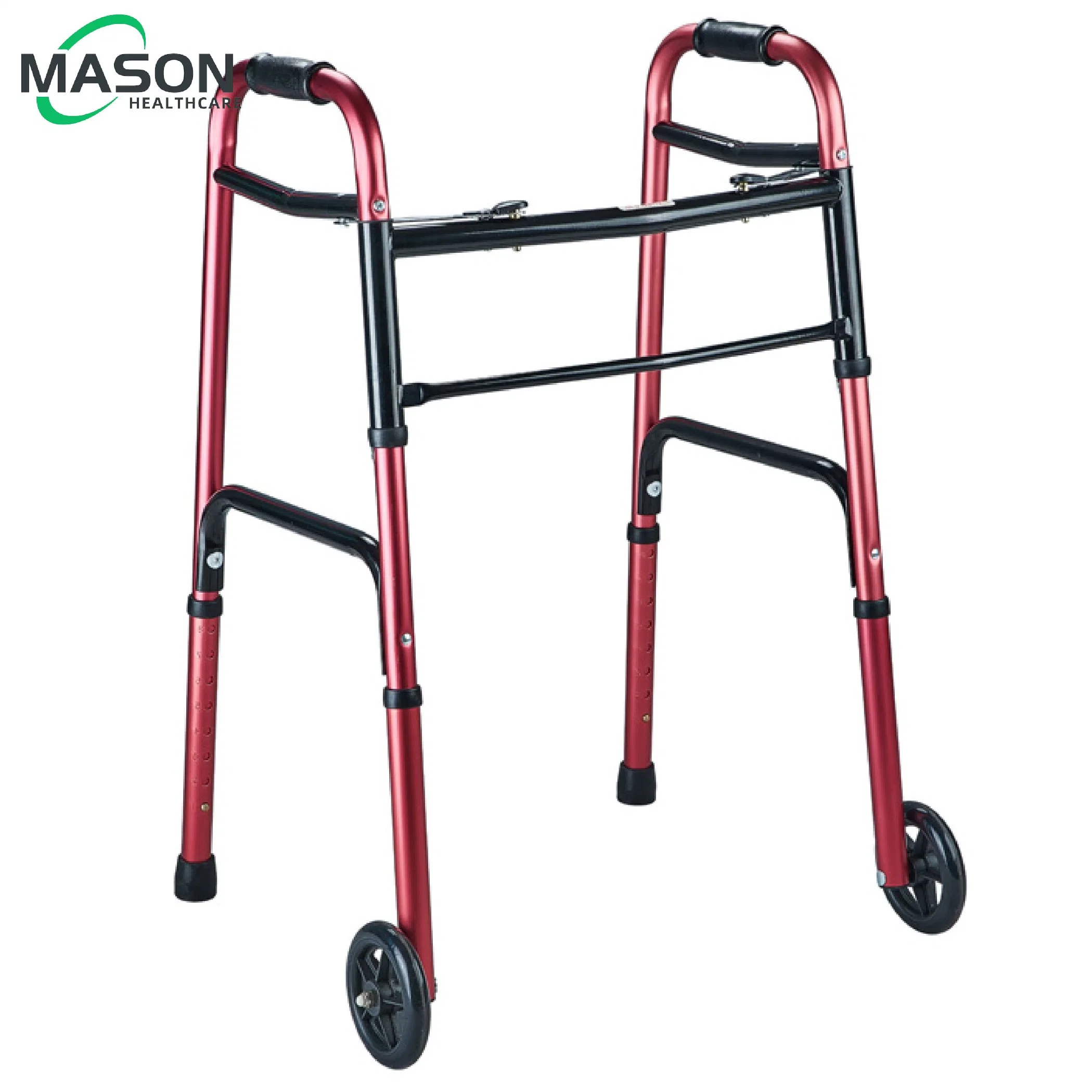 Rollator Walker Erwachsene Doppel-Knopf-Alunminum Walker mit 5" Rollen Und Essteller