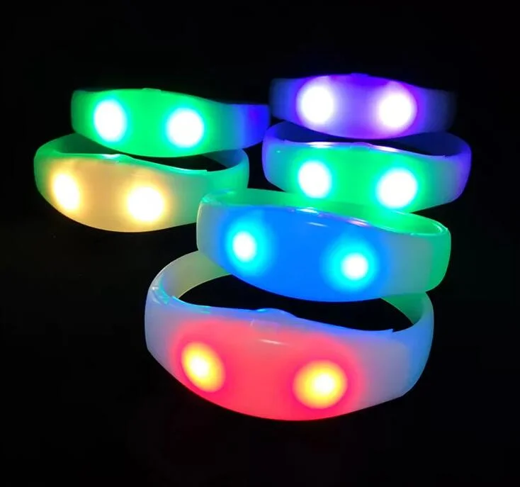 Concert Party Used Sound Activity Silicone LED Bracelet with on/off Button