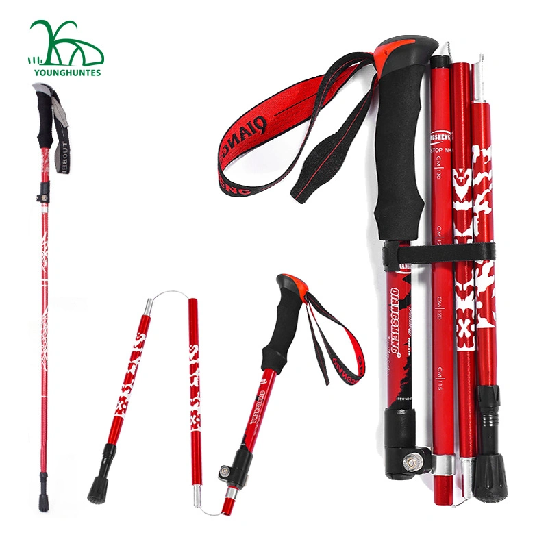 Hot Sale Trekking Hiking Poles Folding Adjustable Foldable Lightweight Aluminum Walking Sticks