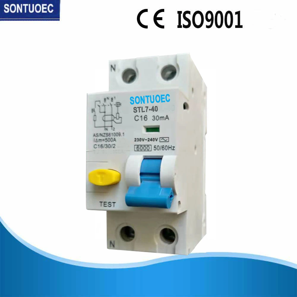 Sontuoec 2p 40A 30mA RCBO Modèle magnétique Disjoncteur de type a