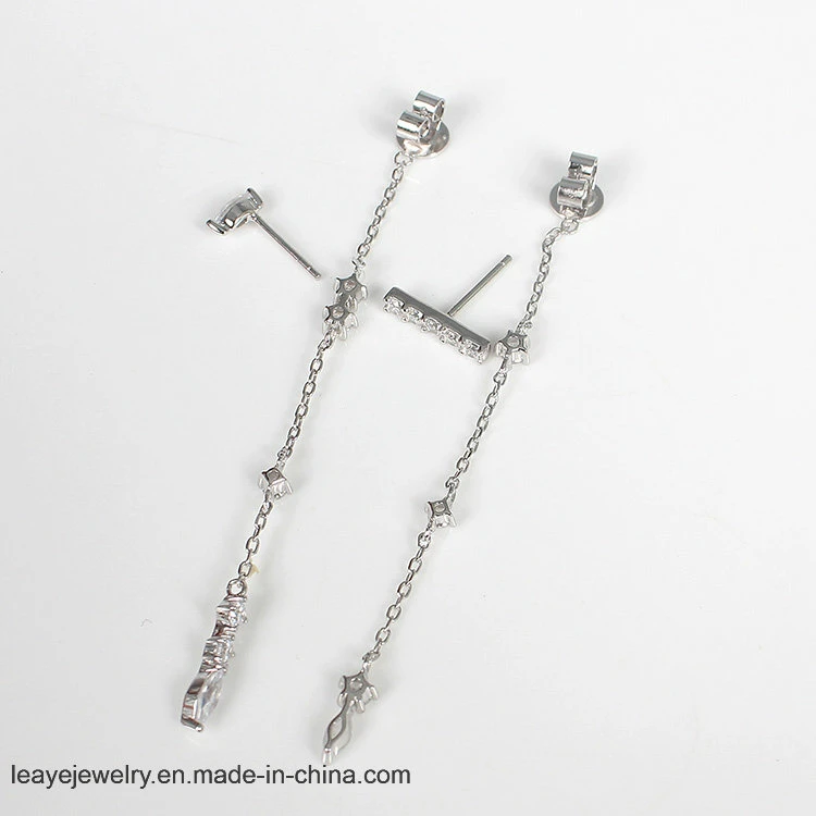 Fashion 925 Silver Jewelry Strip Long Earrings Jewelry for Ladies