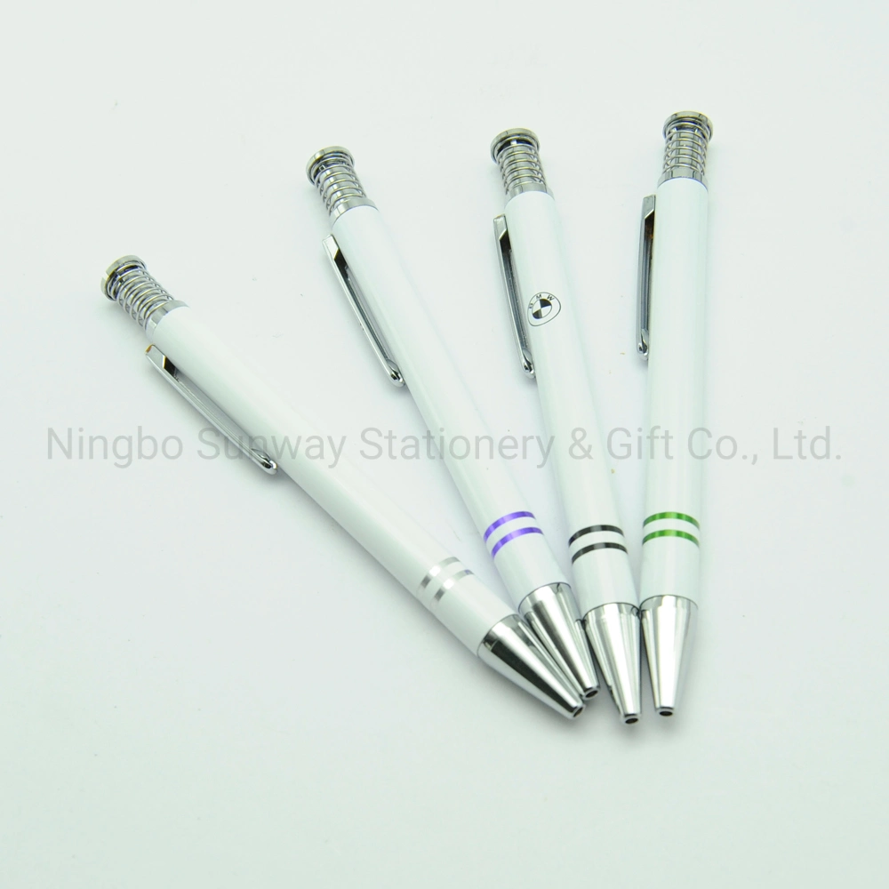 Simple White Color Office Gift Supplier Aluminium Ballpoint Pens