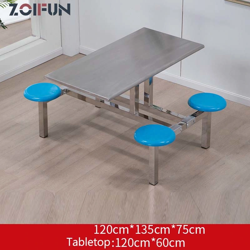 School Canteen Stainless Steel Fast Food Table Restaurant Dining Table and Seat