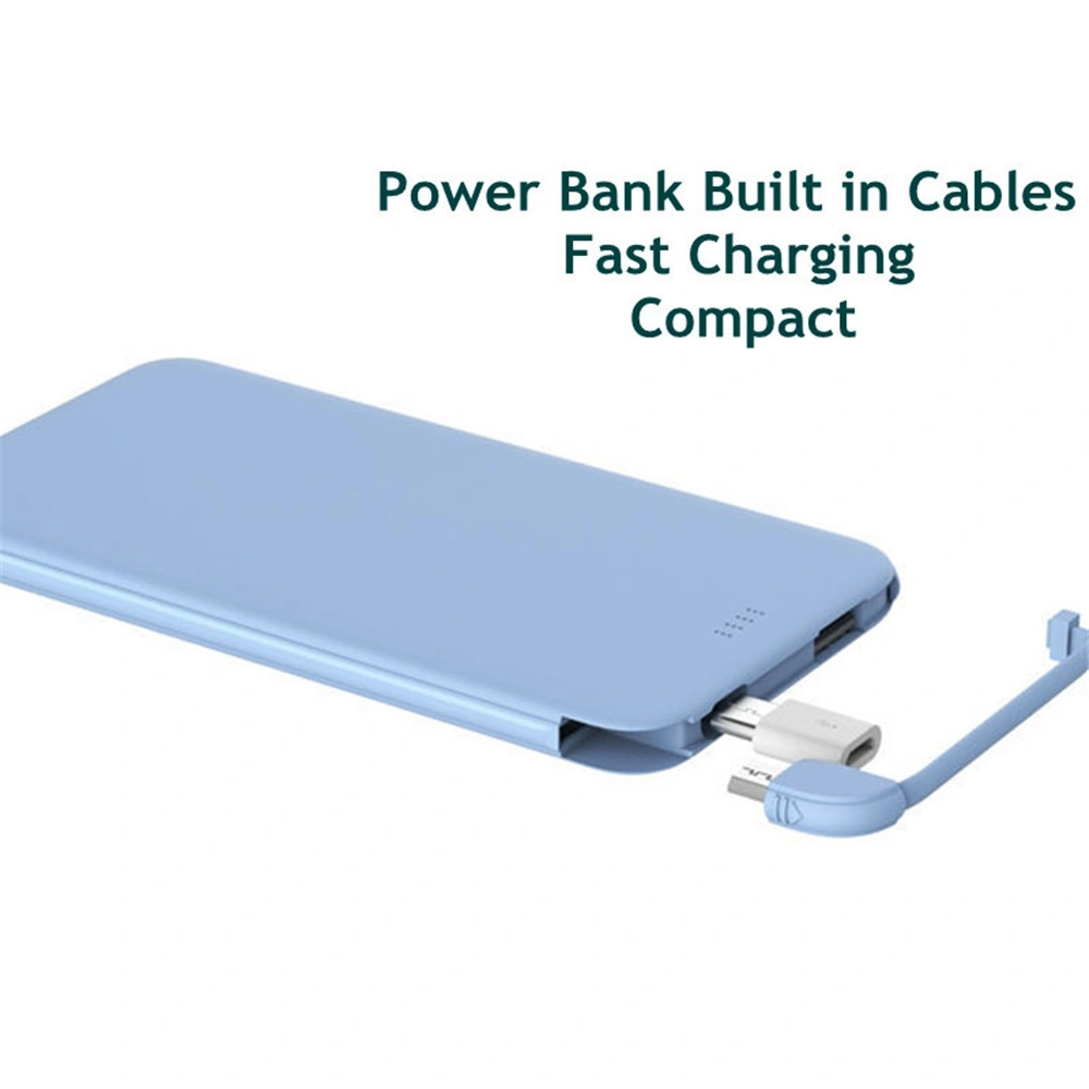 Rt0502 Banco de potencia cargador portátil ultrafino construido en el cable Powerbank