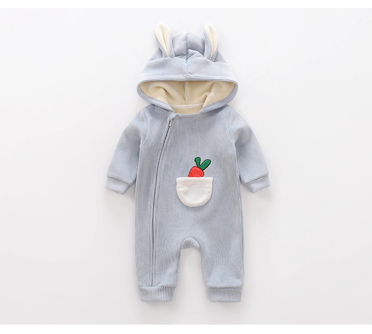 Wholesale Casual Baby Corduroy Hooded Romper Clothes Unisex Children Clothing for Autumn/Winter