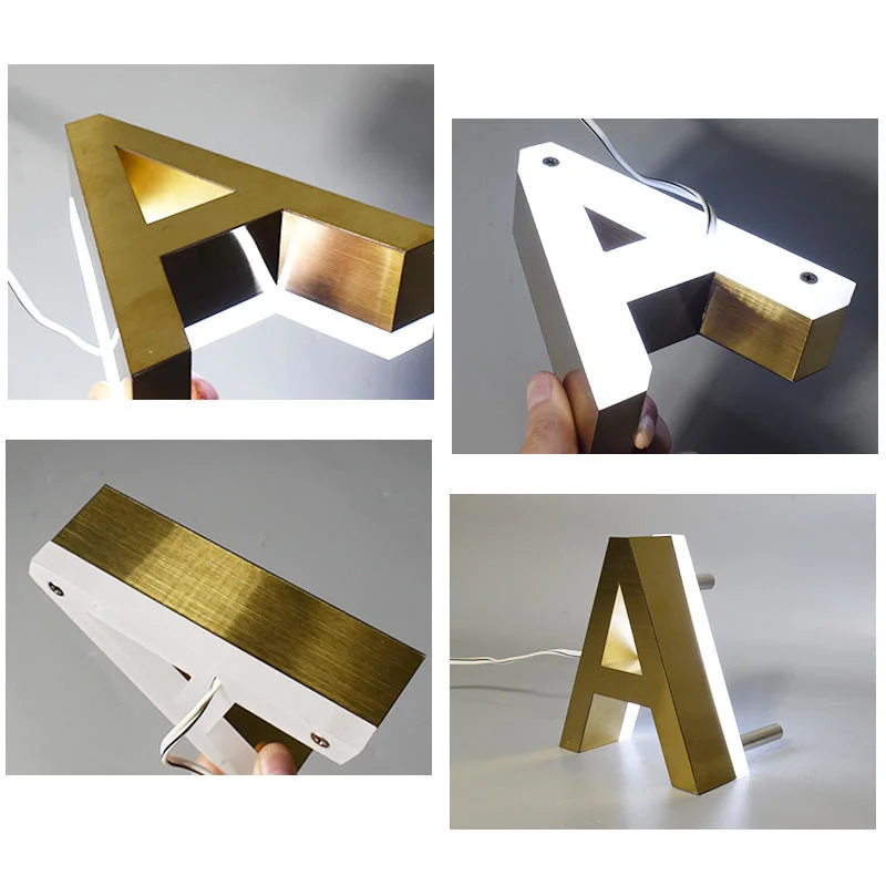 Customized Titanium Gold Glossy Letters for 3D Illuminated Halo Lit Letter Sign Lighting Solutions Advertising