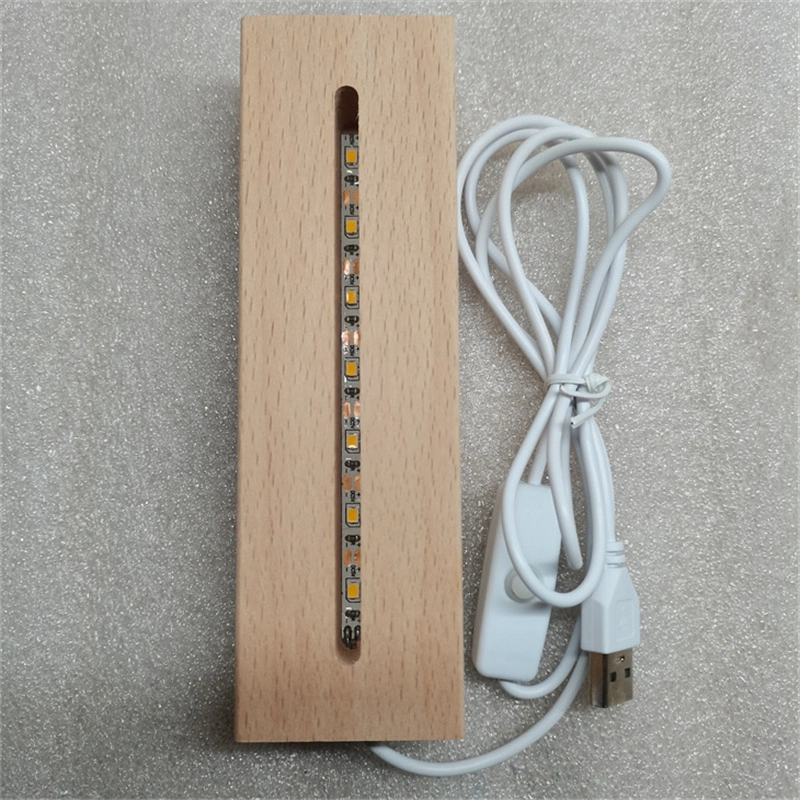 Creative Solid Luminous USB Switch Night Light Base 3D Acrylic Lamp LED Wooden Base Wood LED Light Bases for Decoration