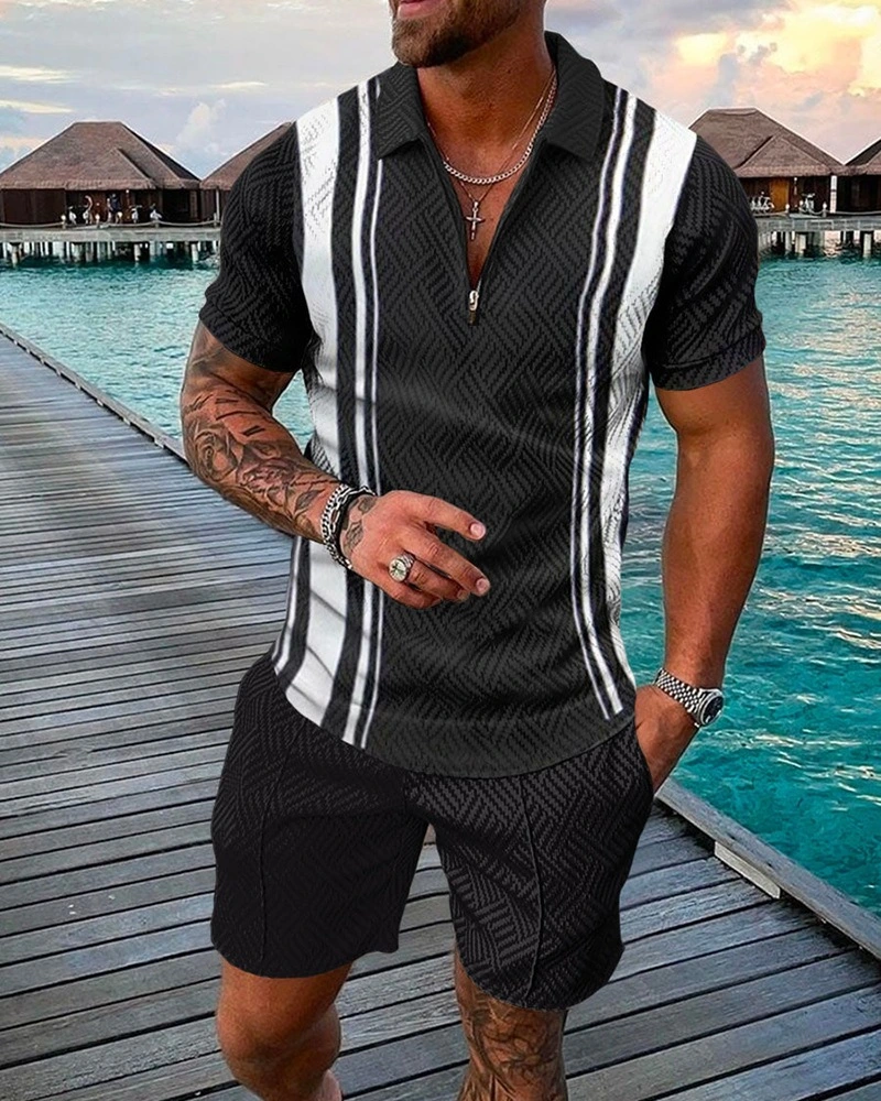 T-shirt Atacado Summer Hawaii Style Shorts Suit Custom Sportwear Define um fato casual de corrida para homem