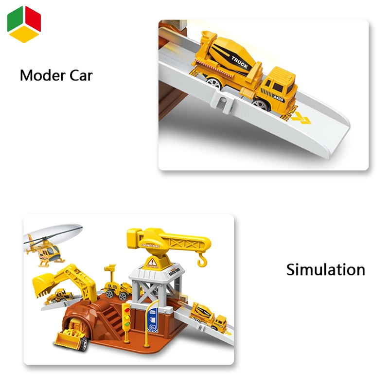 QS Ingeniero de Diecast personalizado Modelo de estacionamiento conjunto de aleación Mental plano Coche Popular Diecast estacionamiento Garaje Juguetes para niños