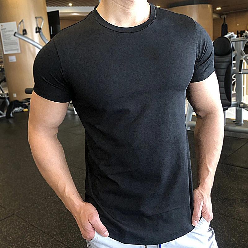 100% Polyester Einfarbiges T-Shirt Herren Activewear Quick Dry Sport Laufshirt T-Shirt mit personalisiertem Logo