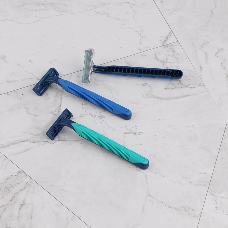 Twin Blade Rubber Handle Hair Shaving Razor High quality/High cost performance Disposable Razor with Trimmer