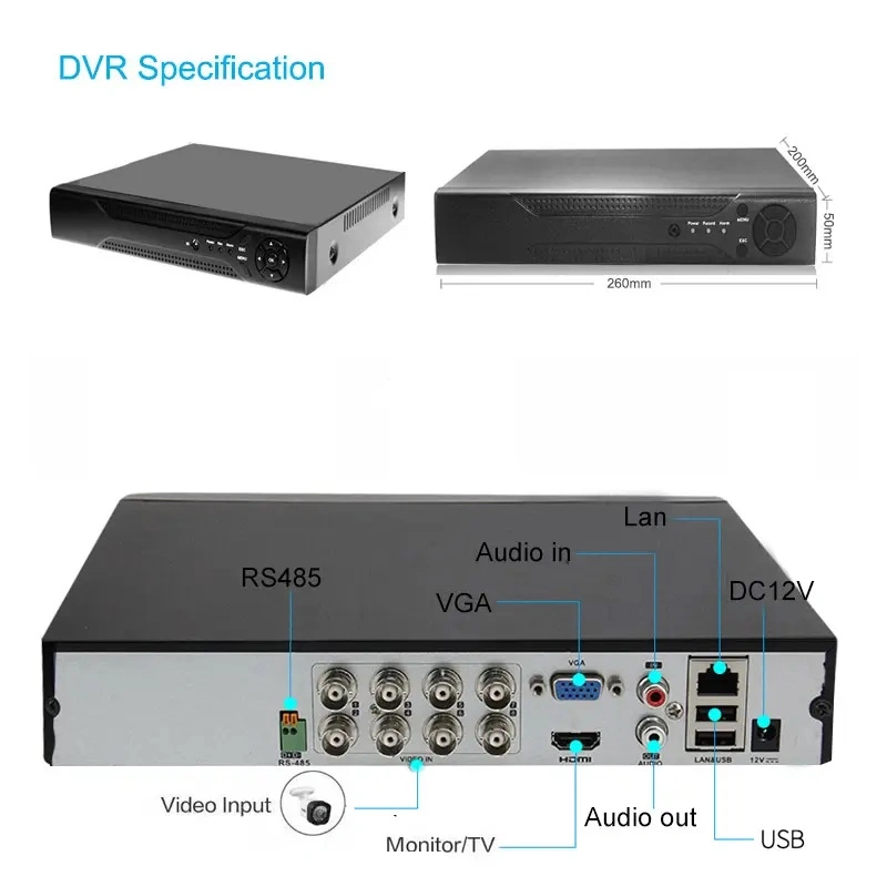 DVR Xmeye analógico Ahd 4K DVR 8CH