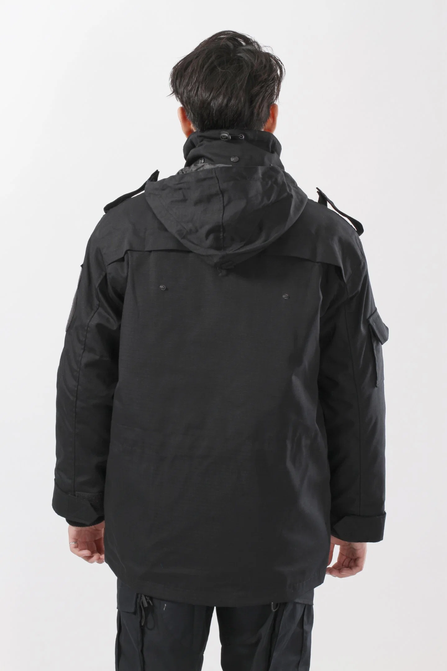 Manteau d'hiver de vêtements pour hommes noir Épaississement de Sécurité en plein air Vêtements de travail de la formation enduire garde de sécurité Uniformes