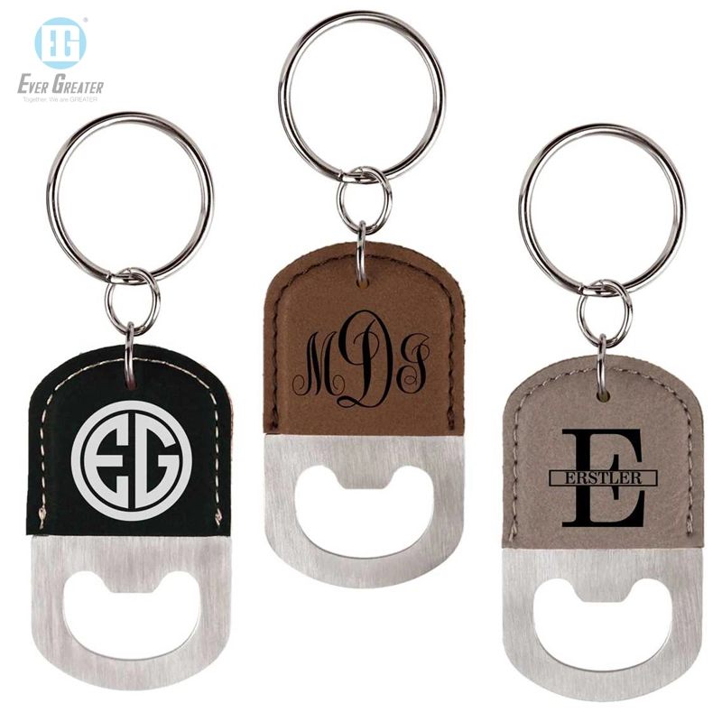 Custom Logo Leather Keychain Luxury Bottle Open