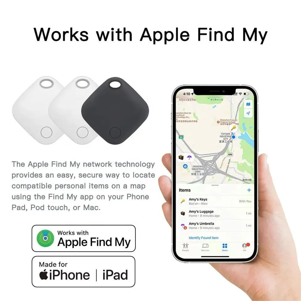 Airtag Mfi Certified Trouvez mes étiquettes intelligentes Air Tags Localisateur de clés Portefeuille de suivi de bagages pour animaux de compagnie Mini traceur GPS pour Apple.