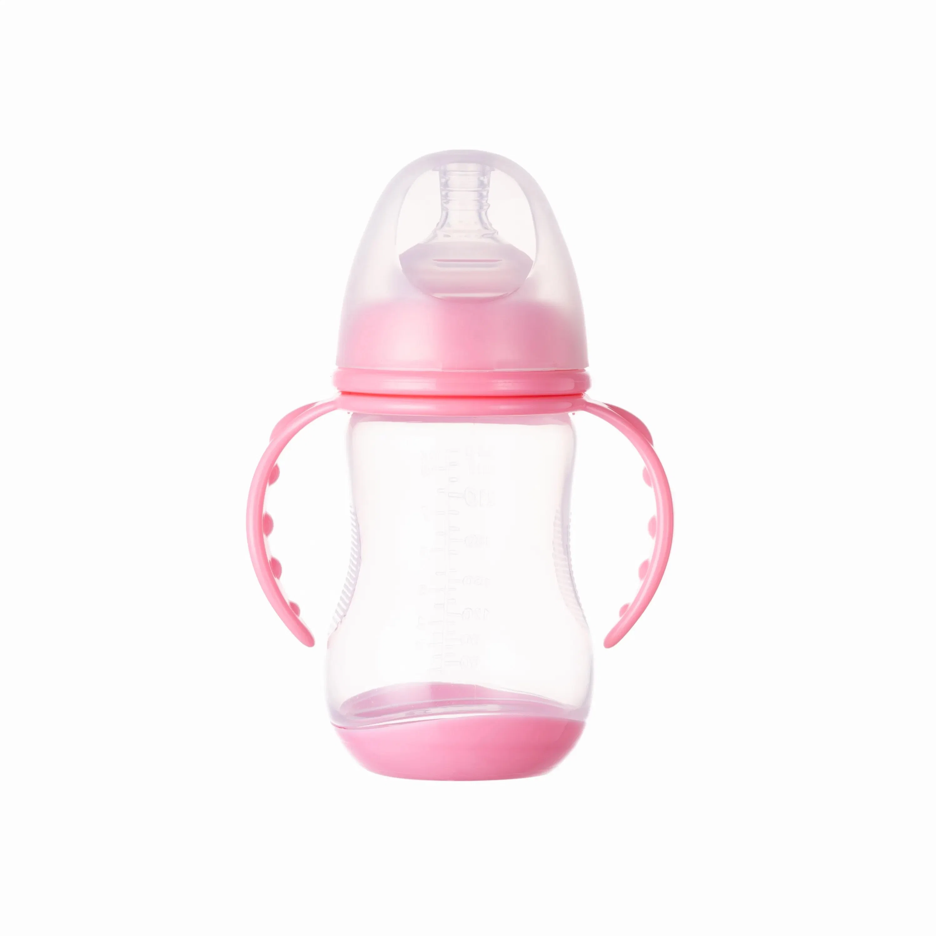 Automatic Straw Wide Neck PP Baby Feeding Bottles with Handles 300ml