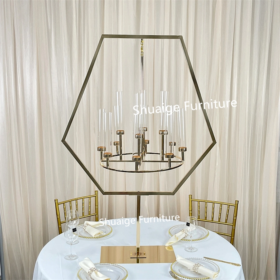 Classic Design Hotel Wedding Party Furniture Wholesale Price Gold Metal Clear Acrylic/Glass Candle Holder