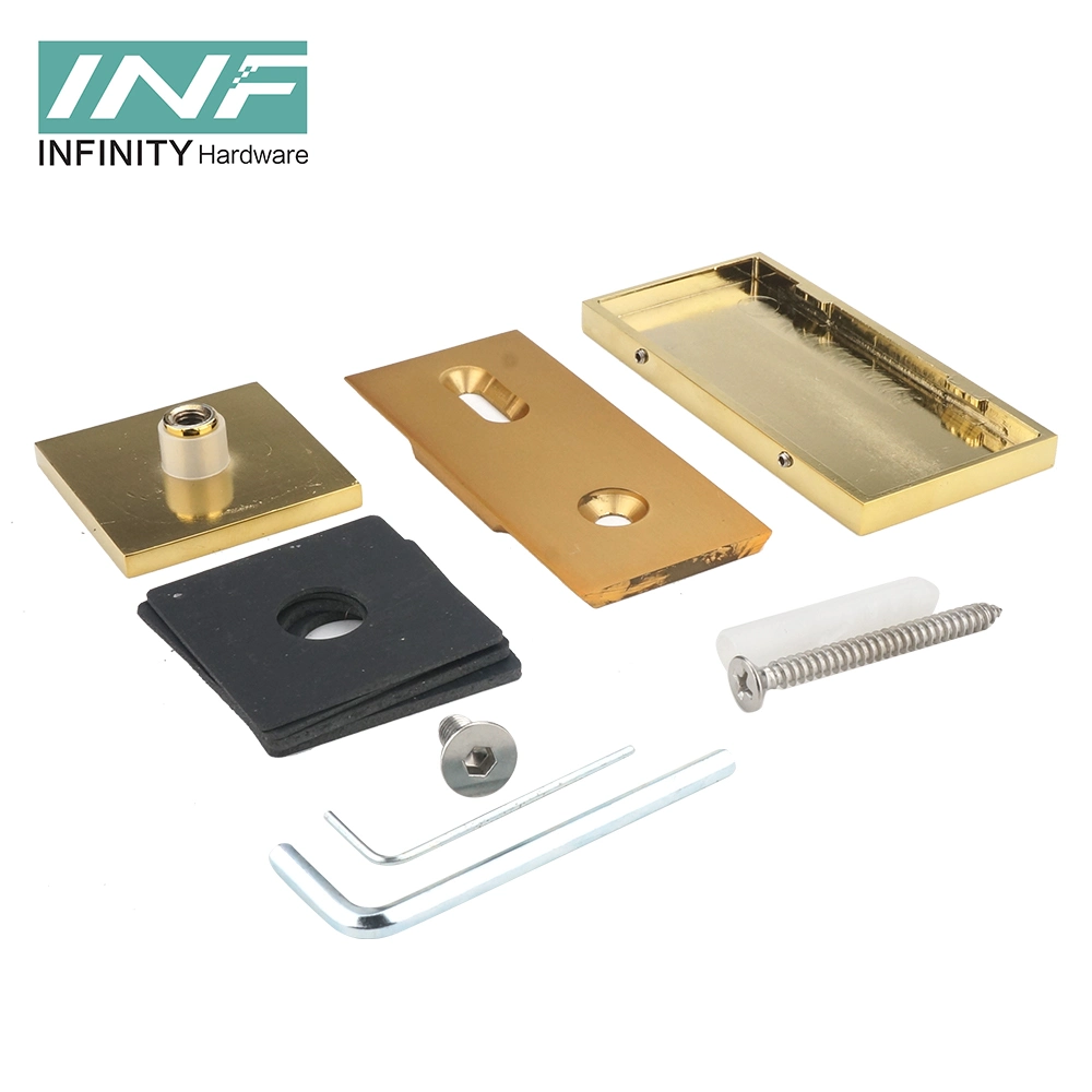 Brass Glass to Wall Square Glass Clamp with Offset Wall Plate Non Glass Cut out