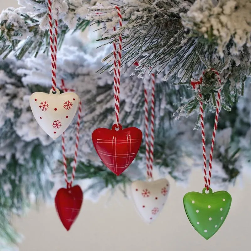 Metal Rojo Verde Blanco corazón forma Navidad Puerta ventana pared Decoración colgante