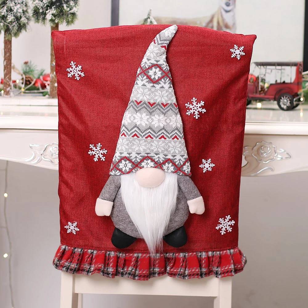كرسي تزيين جديد لعيد الميلاد يغطي الديكور الكارتون ثنائي المجسم أغطية الكرسي بدون دمية الوجه