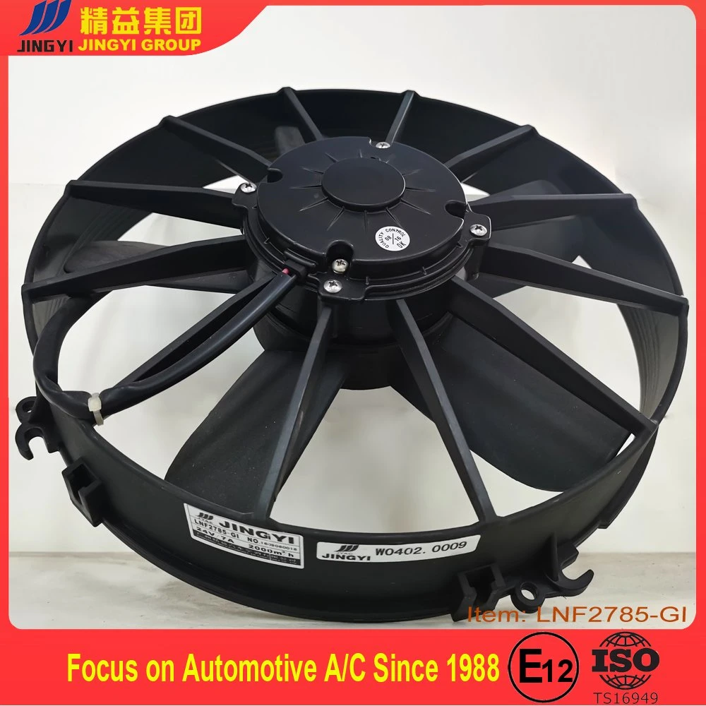 Electric Radiator Cooling Fan Wide S-Curved 5 Blades 1177 Cfm Reversible Push or Pull with Mounting Kit Heavy Duty 24 Volts