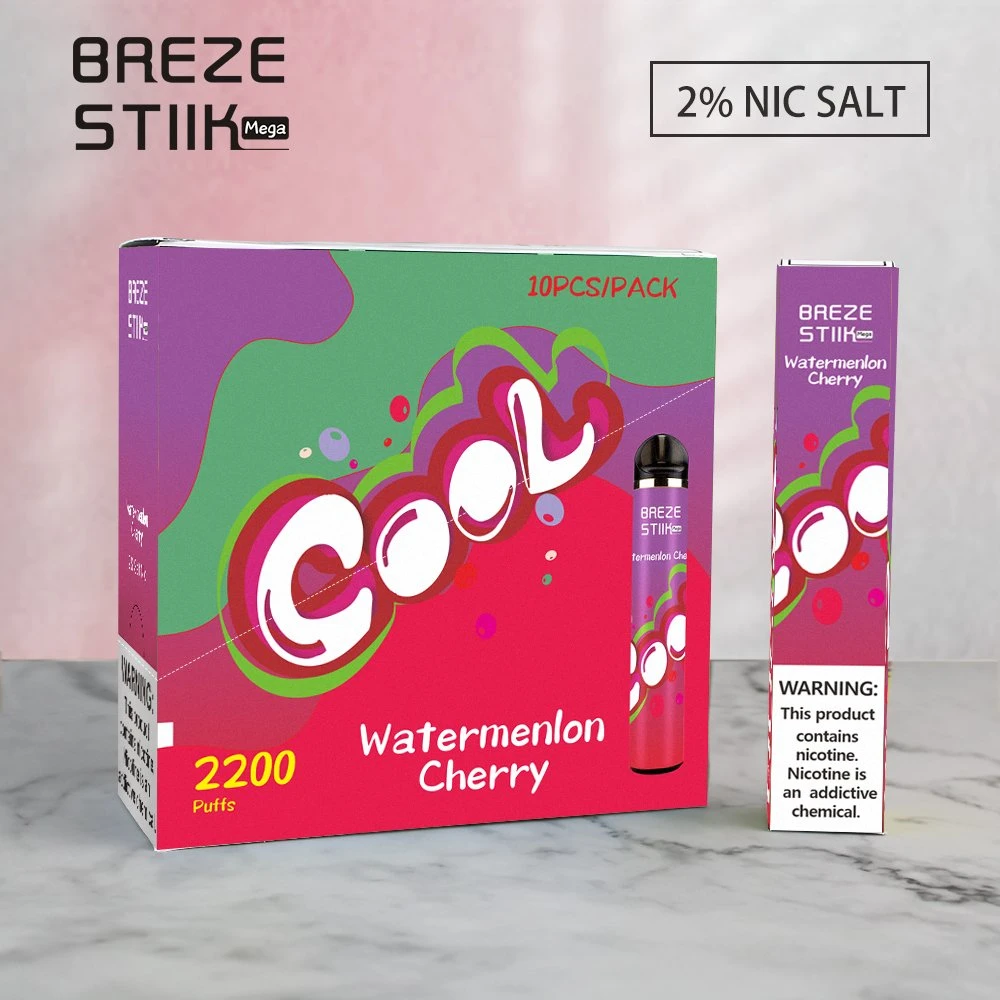 Высшее качество Breze Stiik Mega 2200 Puffs одноразовые пакетики Vape комплекты устройства E к прикуривателю 950Мач Pre-Filled 6мл Испаритель 16 цветов на складе Vs Bang пакетики XXL