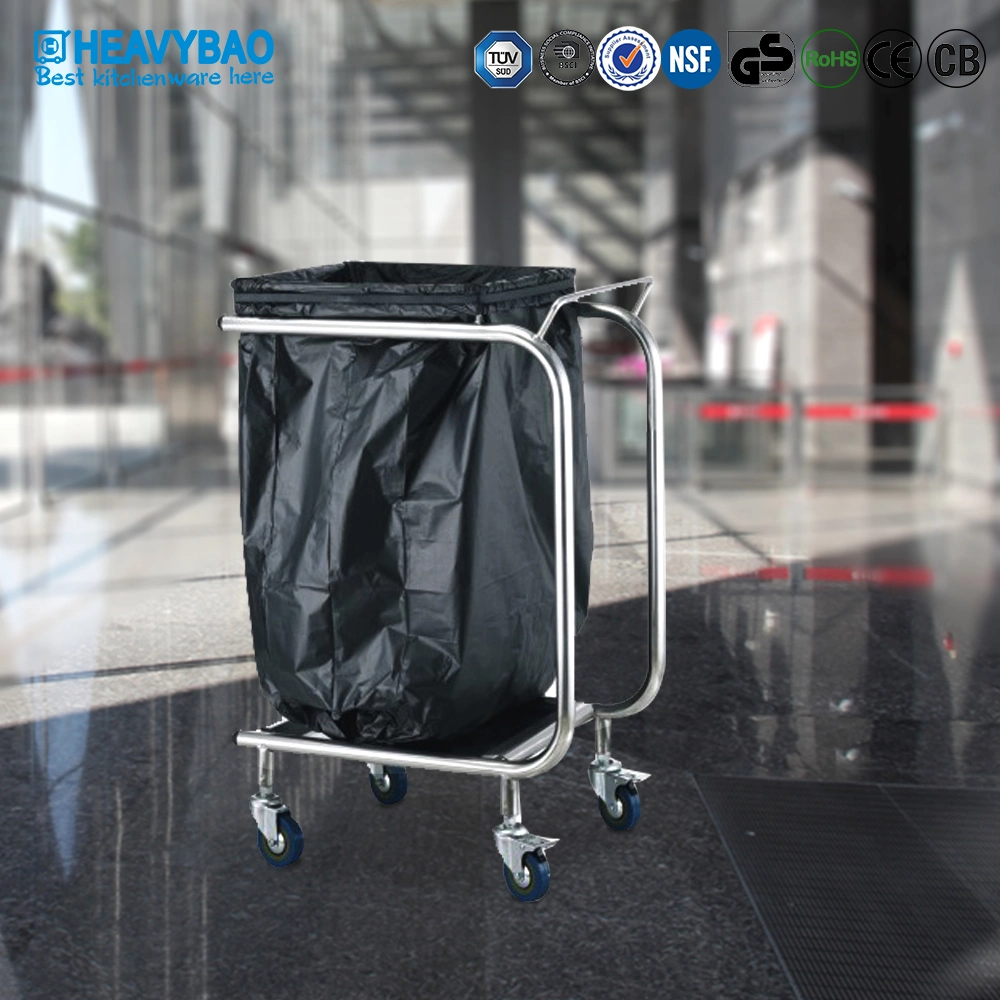Heavybao Commercial Cleaning Trolley Stainless Steel Hospital Garbage Cart