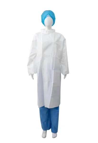 Wholesale/Supplier Unisex Disposable Worker Cloth Nonwoven PP Lab Coat with Long Sleeves