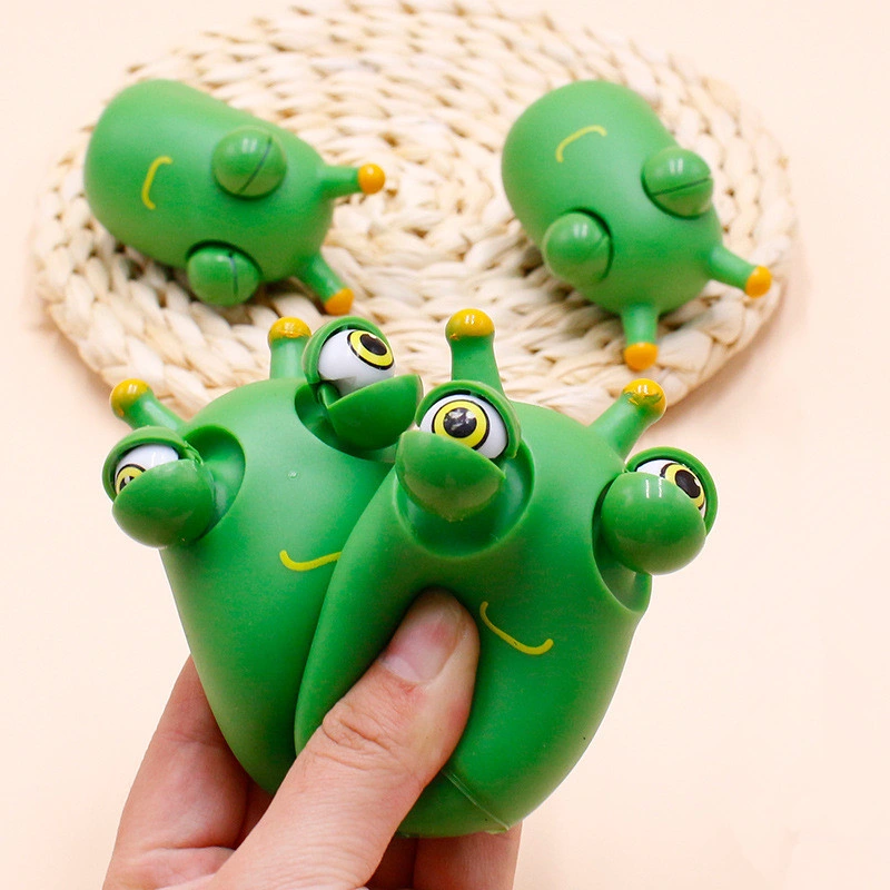 Creative Green Eye Caterpillar Squeeze Juguete de ojos de la palpa Niños adultos alivio del estrés Fidget Child Prank Funny Toy