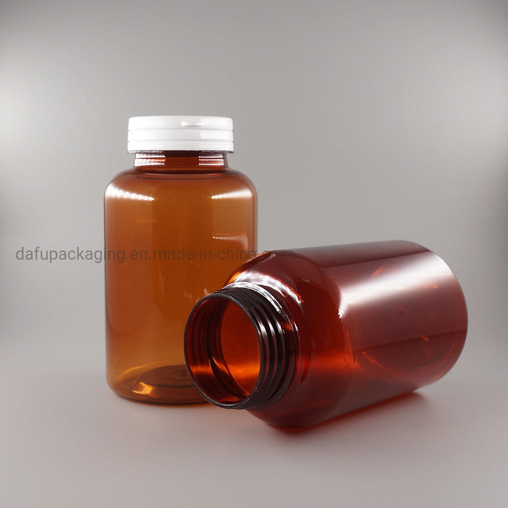 Custom Pet Bottle 300ml Clear Plastic Capsule Container with Caps