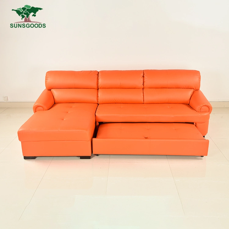 Orange Modern Sofa Design Elegance Leather Fabric Sofa Producer Living Room Sofa Bed