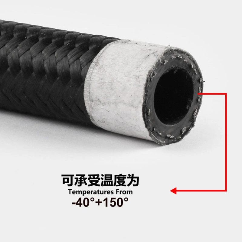Auto Motorcycle Hose An8 Nylon Braided Fuel Hose Black Nylon Braided Oil Cooler Rubber Hose