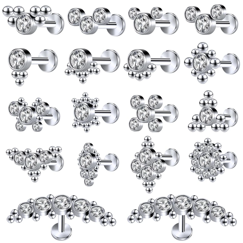 16g Stainless Steel Lip Stud Industrial Barbell Lip Piercing Women