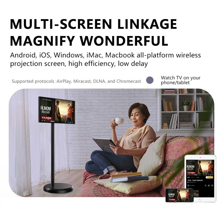 Touch Screen Advertising Monitor 21.5 27 32inch Movable Rechargeable LCD Digital Signage Digital Displays Smart TV Standbyme Standby Me Stand by Me