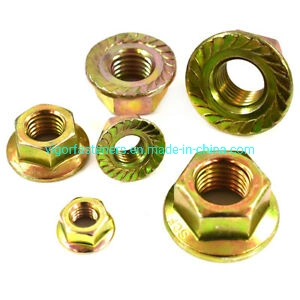 Hex Flange Nuts DIN6923 Yellow Zinc Plated Hex Nuts Hexagon Nuts Wheel Nuts Motorcycle Accessories Auto Parts